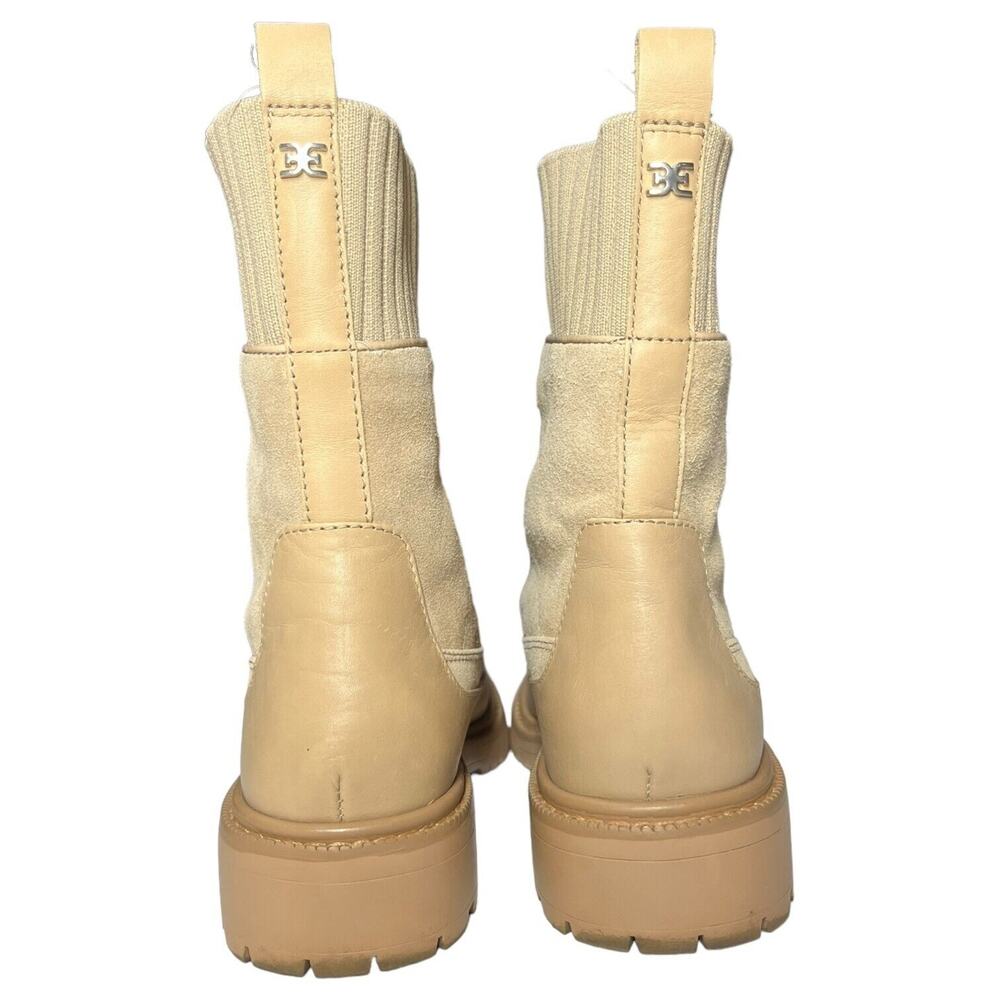 Sam Edelman Boots Womens 8 Leone Leather Chunky Mid Calf Combat Shoes Tan - Picture 8 of 16